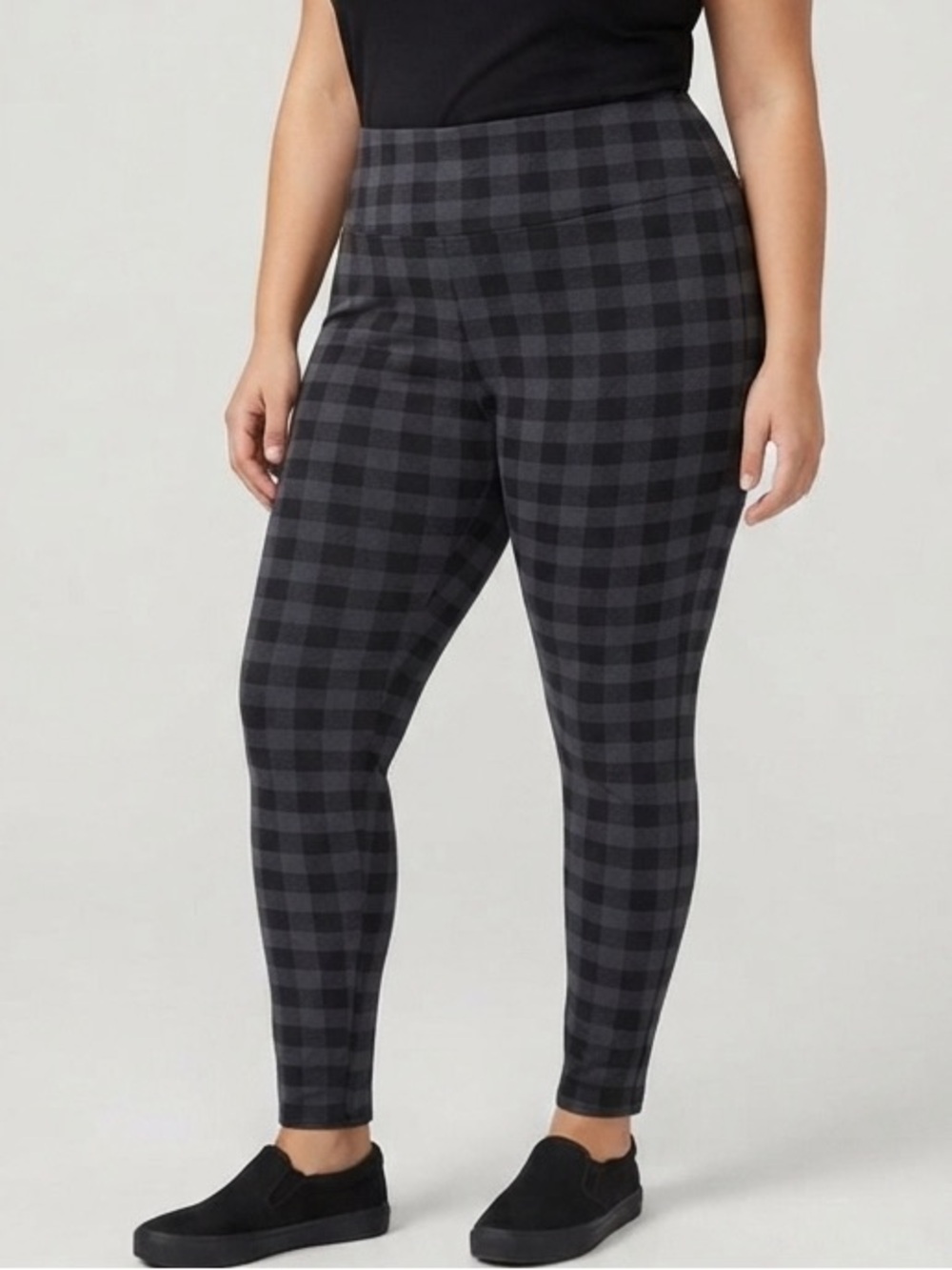 😍CLEARANCE - GUILTY Lightweight Plaid Black Grey Pattern Leggings 1X